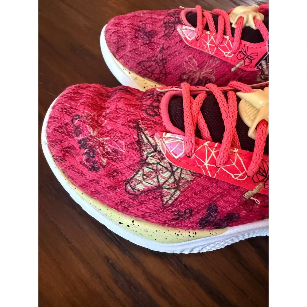 Under Armour Curry Flow 10 Kids 5.5Y Pink Excellent Unicorn Butterfly Girl Dad